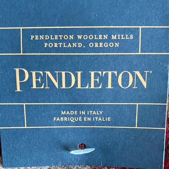 Pendleton Wool Scarf with Red, Blue, and Tan Stripes - Picture 2 of 3